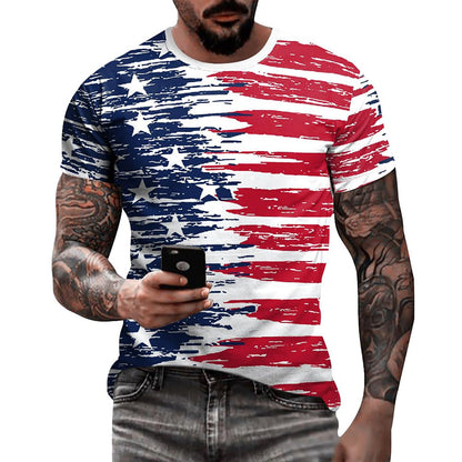 HOTEciodci Men's American USA Flag Patriotic T-Shirts 4th of July Shirts US Eagle Flag Soft Summer Short Sleeve Shirt for Men