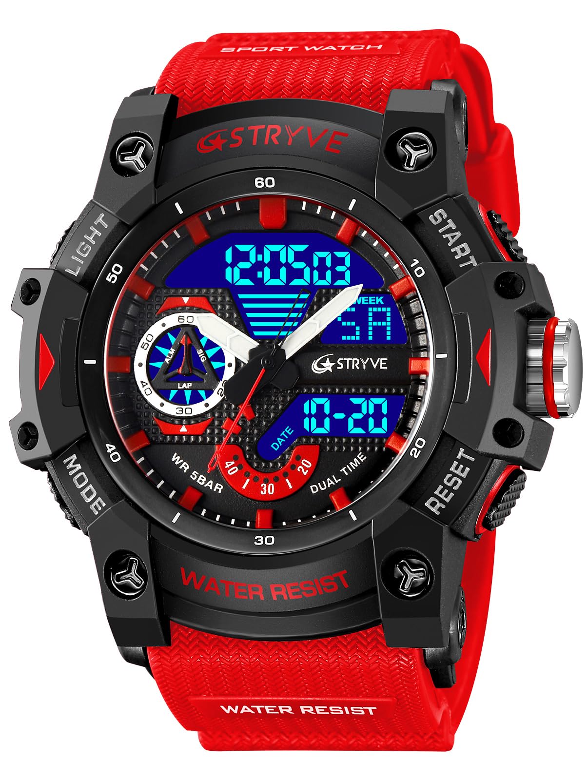 HOTGosasa Men's Large Face Outdoor Sports Watches Military S-Shock Watch Waterproof, Backlight, Alarm, Stopwatch Features - Rugged Wristwatch for Training, Hiking, and Adventure