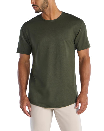 HOTBYLT Mens Drop-Cut Men's T Shirt, Slim Fit Plain Tshirts for Men, Drop Cut Basic Crewneck Tee, Wrinkle Resistant, Stretch Fit
