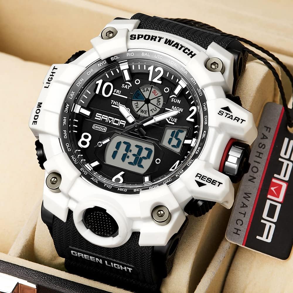 HOTKXAITO Men's Watches Sports Outdoor Waterproof Military Wrist Watch Date Multi Function Tactics LED Alarm Stopwatch