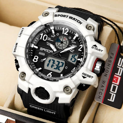 HOTKXAITO Men's Watches Sports Outdoor Waterproof Military Wrist Watch Date Multi Function Tactics LED Alarm Stopwatch