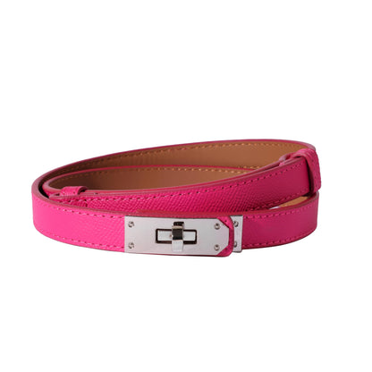 HOTOvekaut Women Skinny Leather Belt Solid Color Alloy Turn Lock Adjustable Waistband for Dresses Jeans Coats