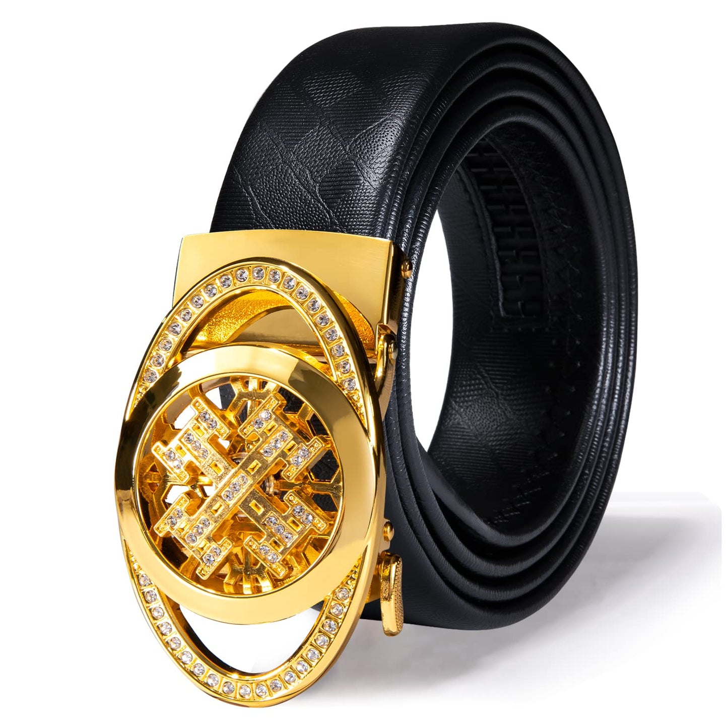 HOTDubulle Designer Mens Belts, Sliding Automatic Buckle Ratchet Dress Belt TOP Genuine Leather Strap Gifts
