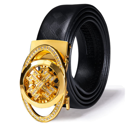 HOTDubulle Designer Mens Belts, Sliding Automatic Buckle Ratchet Dress Belt TOP Genuine Leather Strap Gifts