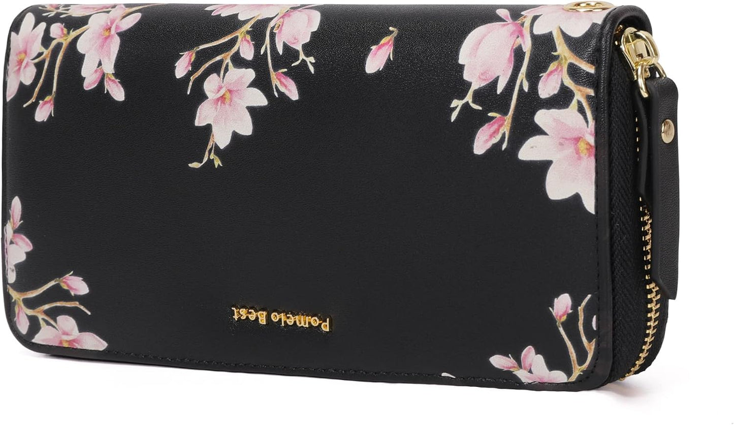 HOTPomelo Best Womens Wallet RFID Blocking Leather Credit Card Large Capacity Zip Around Wallets Wristlet Travel Mint green