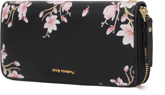 HOTPomelo Best Womens Wallet RFID Blocking Leather Credit Card Large Capacity Zip Around Wallets Wristlet Travel Mint green