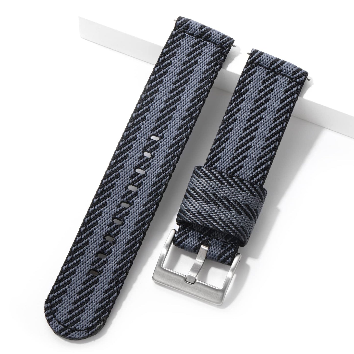 HOTTACTICAL FROG 18 mm 20 mm 22 mm Fast Release Nylon Watch band with Stainless Steel Buckle, Two-Piece Waterproof Nylon Watch Strap for Men and Women