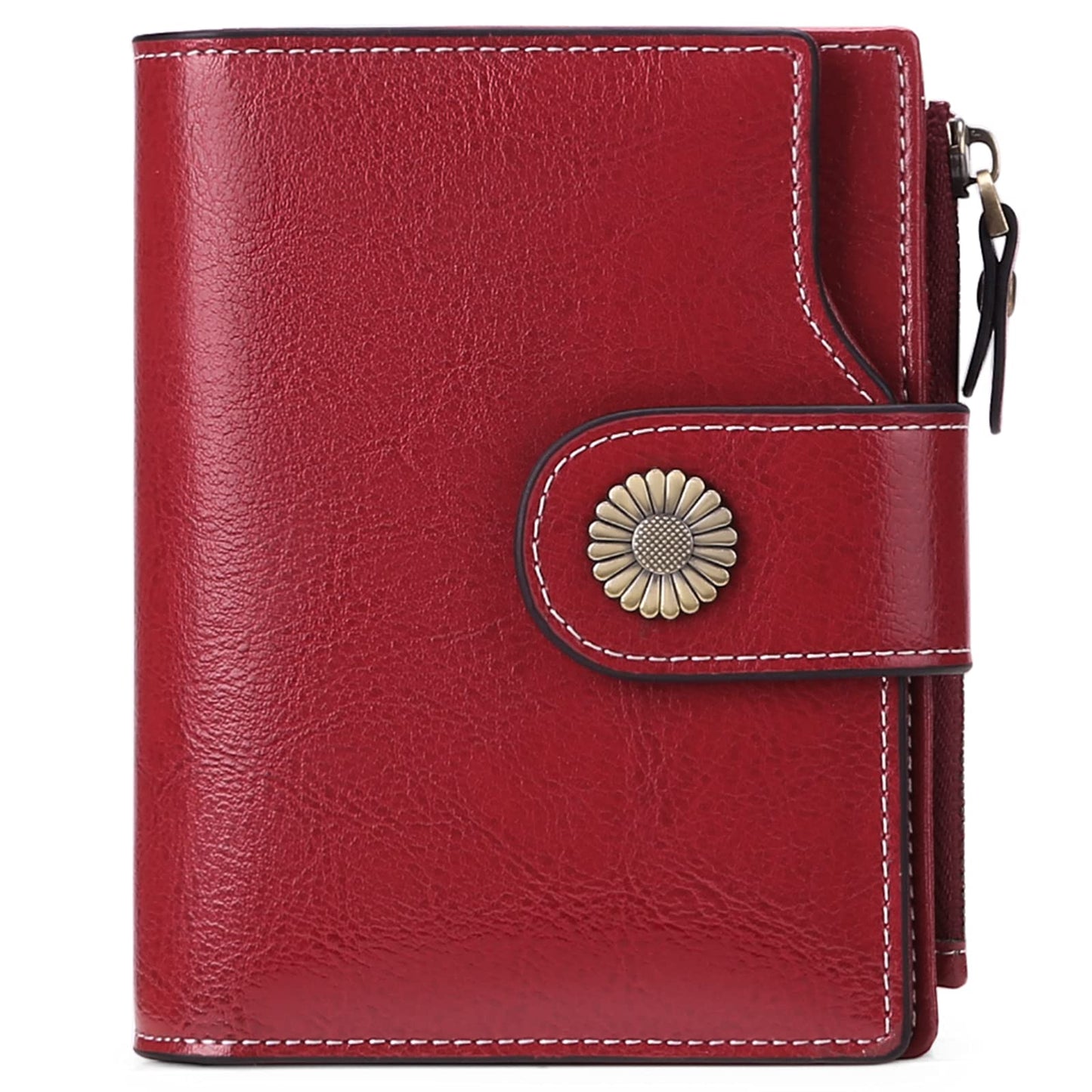 HOTFalan Mule Women's Lightweight Genuine Leather Wallet, Includes Card Holders, RFID-Blocking, Lightweight, Photo & ID Holder, Green