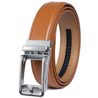 HOTFounders & C Men's Leather Ratchet Comfort Click Belt Dress with Slide Buckle -Adjustable Trim to Fit