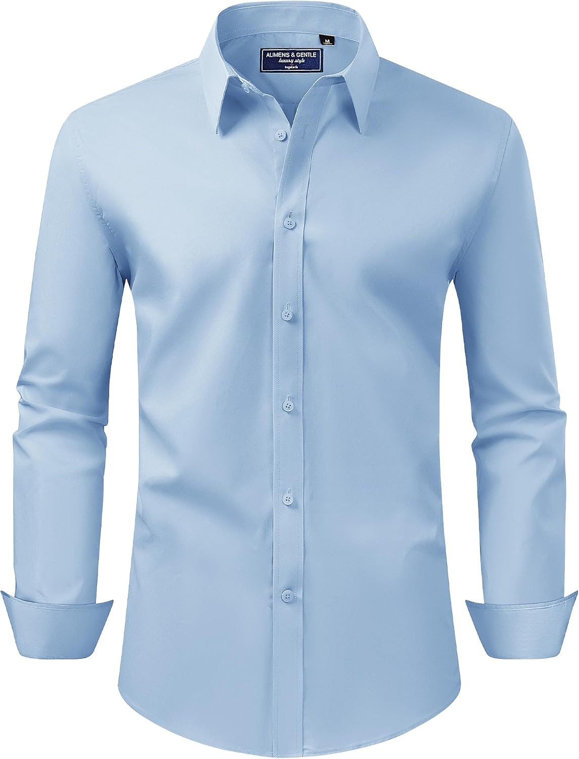 HOTAlimens & Gentle Men's Dress Shirt Regular Fit Stretch Stain Shield Long Sleeve Solid Business Wedding Button Down Shirts