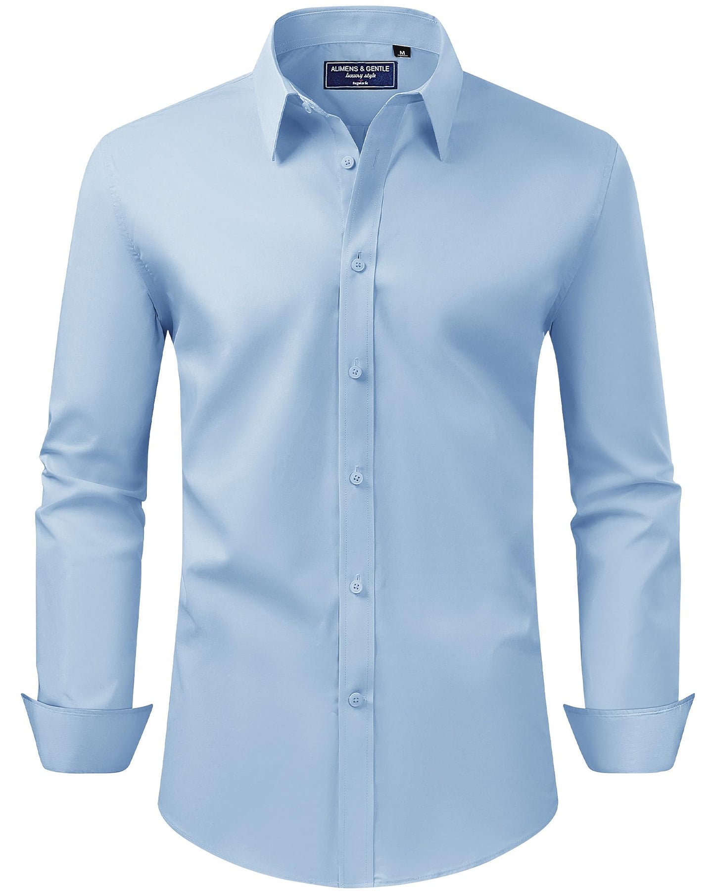 HOTAlimens & Gentle Men's Dress Shirt Regular Fit Stretch Stain Shield Long Sleeve Solid Business Wedding Button Down Shirts