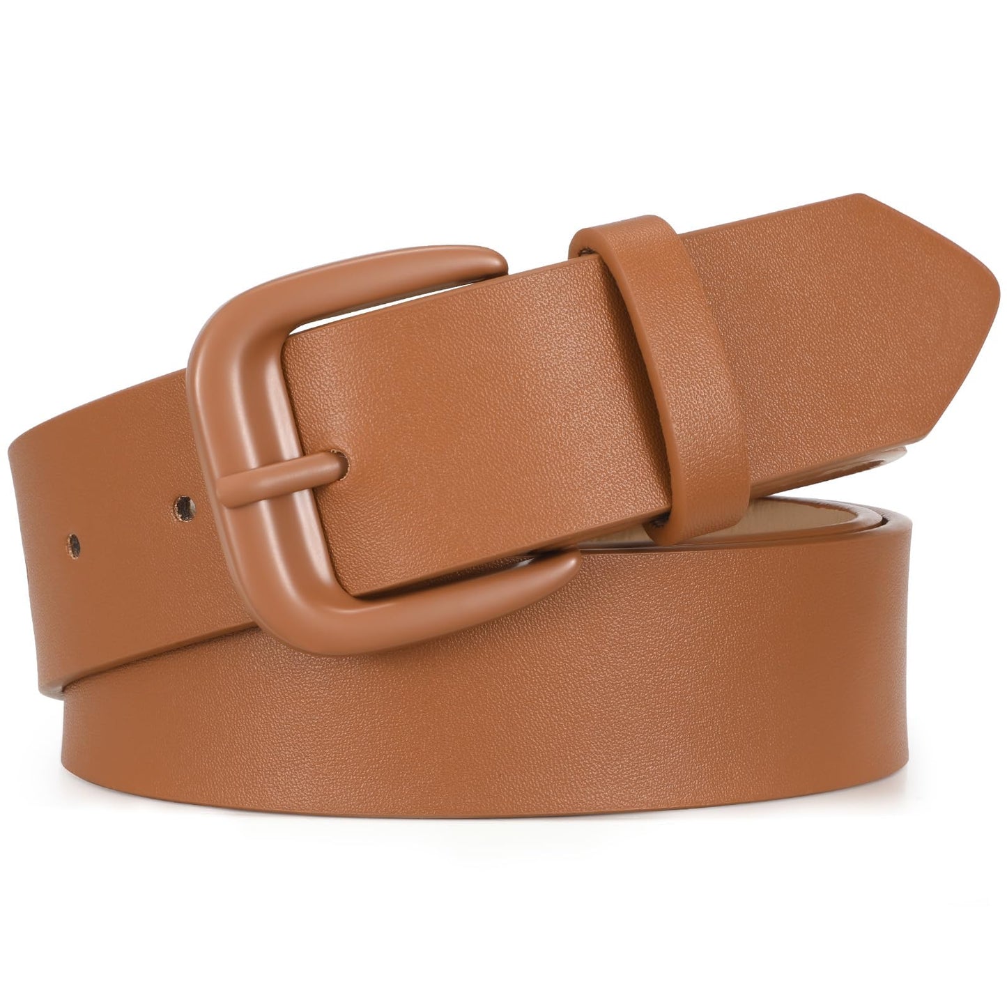 HOTSANSTHS Womens Belt with Same Color Square Buckle, 9 Hole Adjustable Flexible PU Leather Belt for Women Jeans Pants Dresses