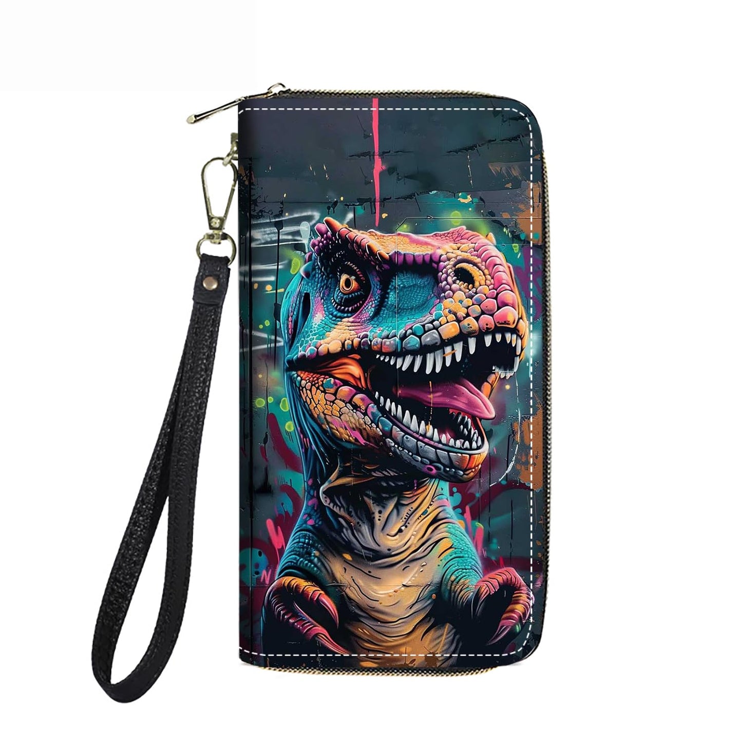 HOTWomen's Large Capacity Wallet PU Leather Double Zipper Clutch Purse Multifunctional Wallet with Removable Wristlet Strap for Smart Phone/Coin/Card/Cash, Flower Butterfly