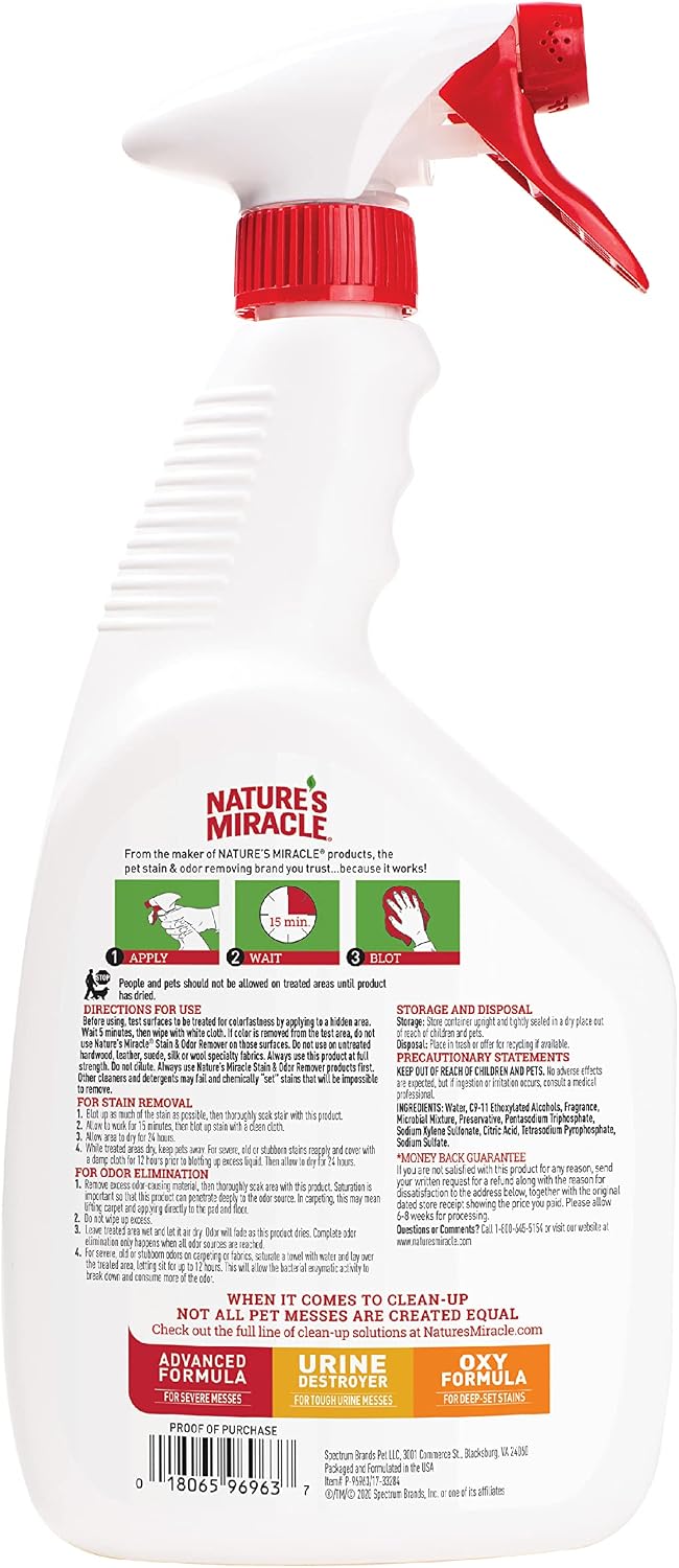 HOTNature’s Miracle Stain and Odor Remover Dog, 32 Ounces, Everyday Mess Enzymatic Odor Control Formula