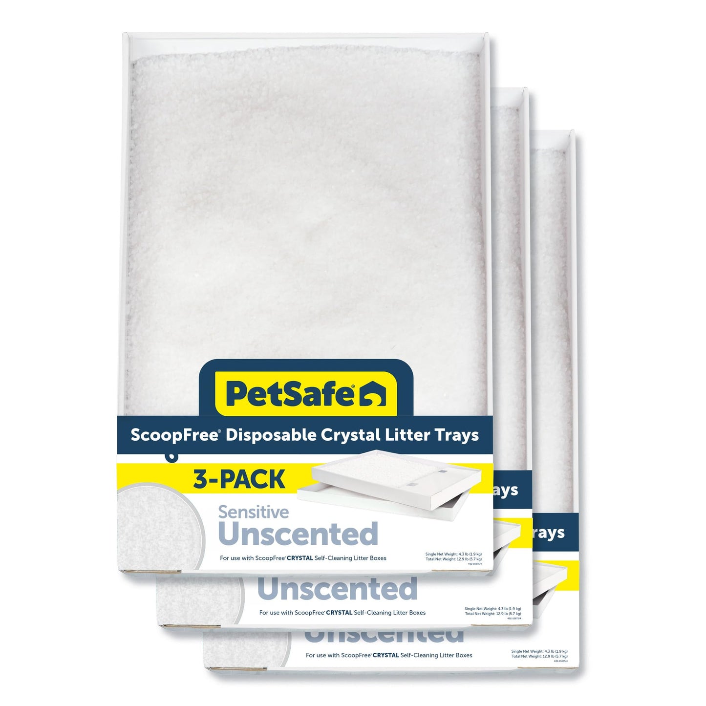 HOTPetSafe ScoopFree Self-Cleaning Cat Litter Box Tray Refills with Premium Blue Non-Clumping Crystals, 3-Pack