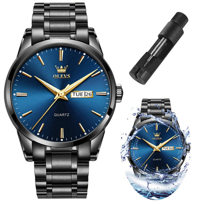 HOTOLEVS Mens Watches Luxury Waterproof Luminous Easy Read Chronograph Watches Full Gold/White Dail/Black Face with Calendar Wrist Watches