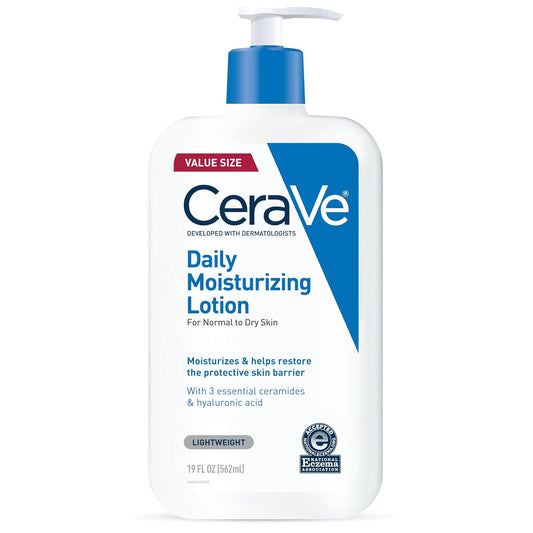 HOTCeraVe Daily Moisturizing Lotion for Dry Skin, Body Lotion & Face Moisturizer with Hyaluronic Acid and Ceramides, Daily Moisturizer, Fragrance Free, Oil-Free, 19 Ounce