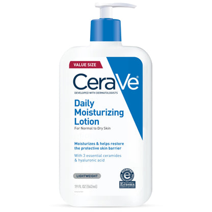 HOTCeraVe Daily Moisturizing Lotion for Dry Skin, Body Lotion & Face Moisturizer with Hyaluronic Acid and Ceramides, Daily Moisturizer, Fragrance Free, Oil-Free, 19 Ounce