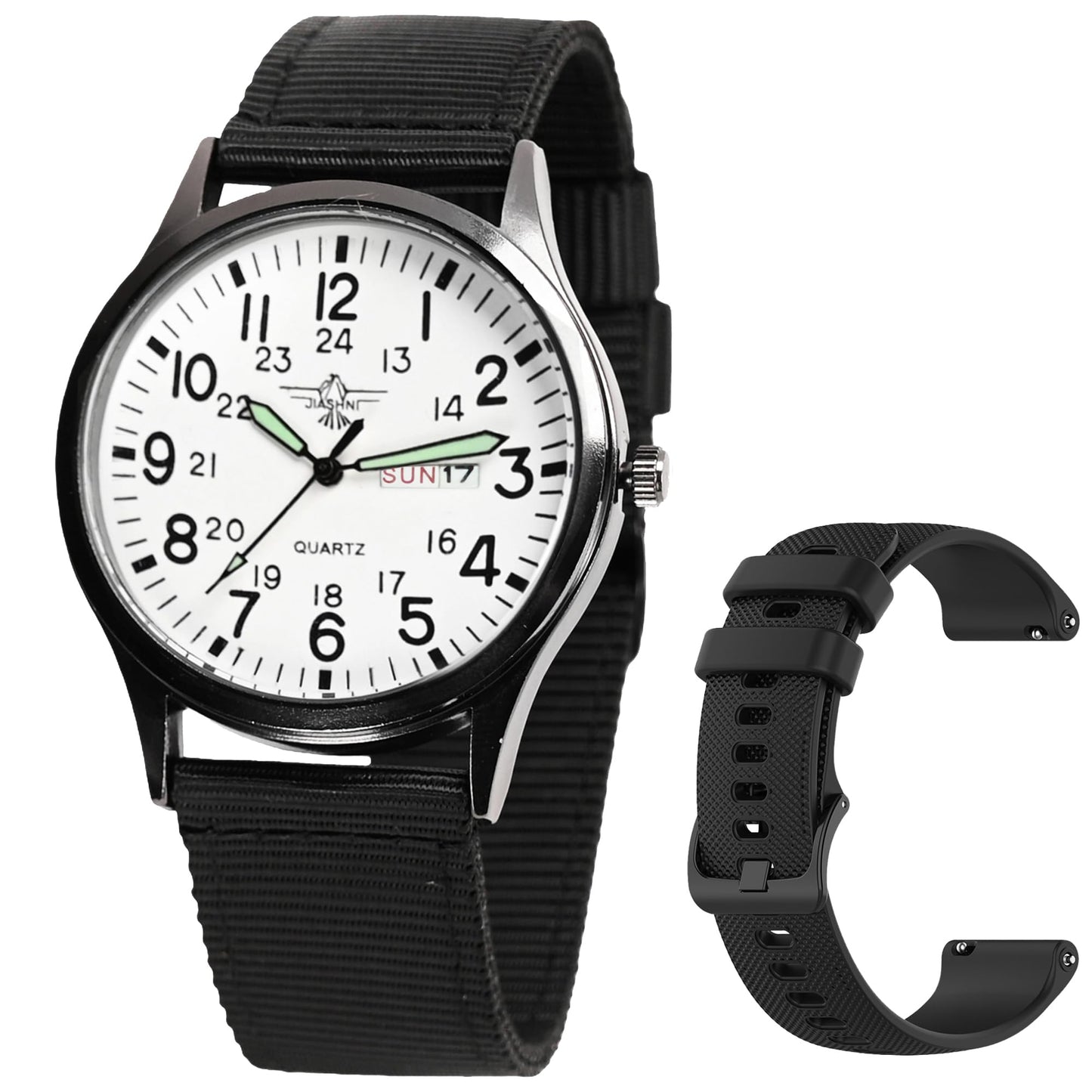 HOTGosasa Unisex Military Analog Field Watch with Nylon Strap, Luminous Easy Read Dial, Sport Tactical Casual Quartz Wristwatch, Daily Water Resistant