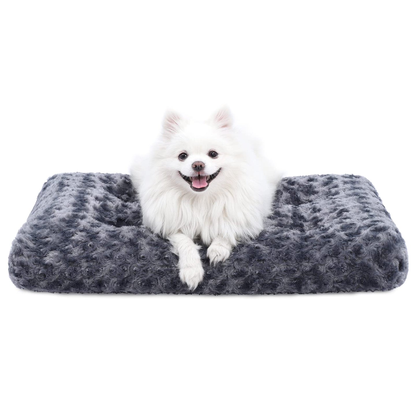 HOTKSIIA Washable Dog Bed Deluxe Plush Dog Crate Beds Comfy Kennel Pad Anti-Slip Pet Sleeping Mat for Large, Jumbo, Medium, Small Dogs Breeds, 35" x 23", Gray