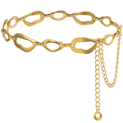 HOTTRIWORKS Waist Chain for Women Ladies Metal Link Chunky Chain Belt for Dresses