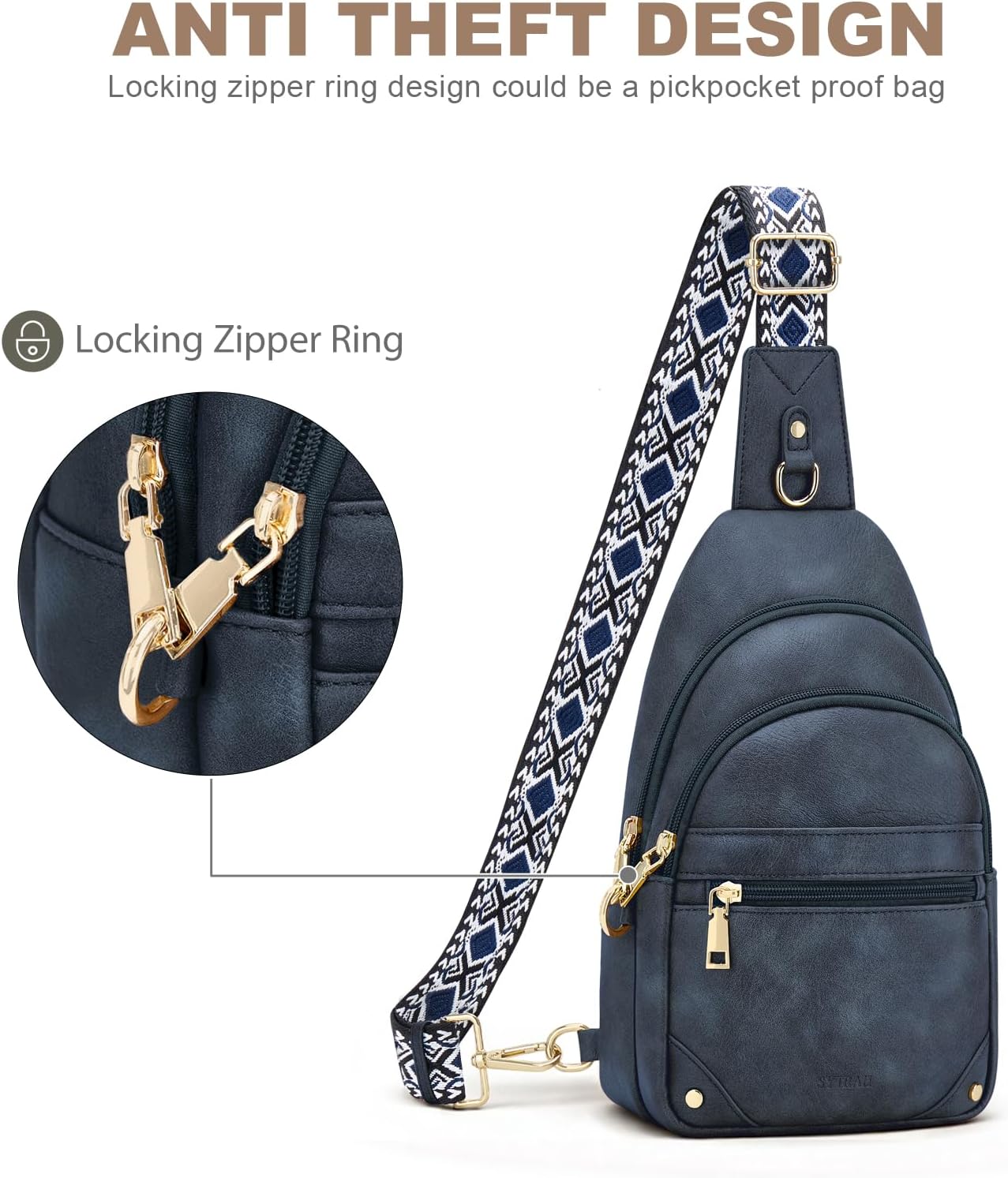 HOTSYTRAH Anti Theft Crossbody Bags for Women, RFID Sling Bag Travel Purse, RFID Cross Body Purses Chest Bag for Travel