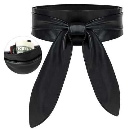 HOTWHIPPY Women Obi Belt Fashion Wrap Around Wide Waistband Knotted Belt for Dress