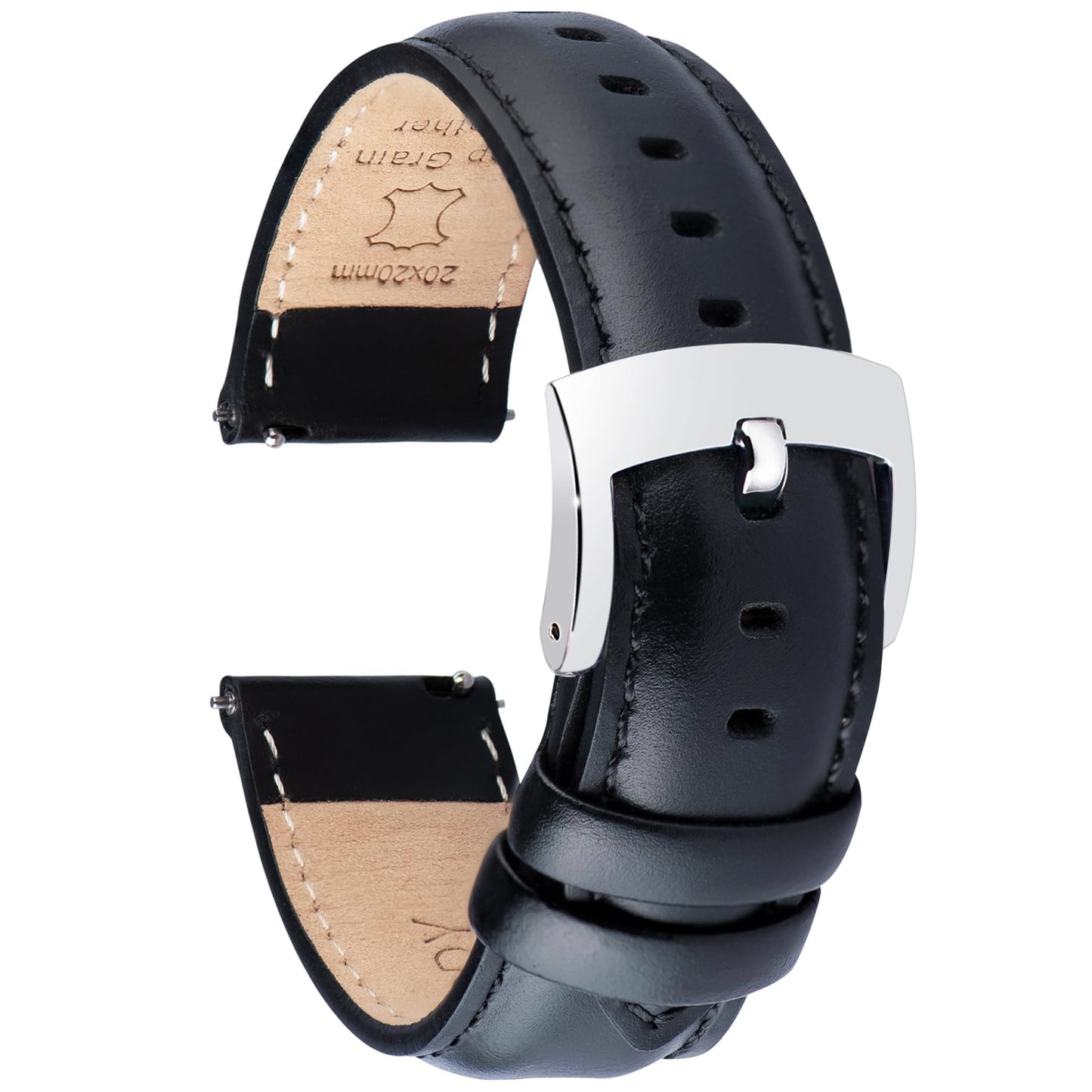 HOTOTTOODY Leather Watch Bands Quick Release, Elegant Top Grain Leather Watch Straps for Men & Women, Choice of Color & Width - 18mm, 19mm, 20mm, 21mm or 22mm Wristbands Bracelet for Watch & Smartwatch