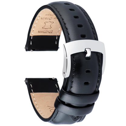 HOTOTTOODY Leather Watch Bands Quick Release, Elegant Top Grain Leather Watch Straps for Men & Women, Choice of Color & Width - 18mm, 19mm, 20mm, 21mm or 22mm Wristbands Bracelet for Watch & Smartwatch