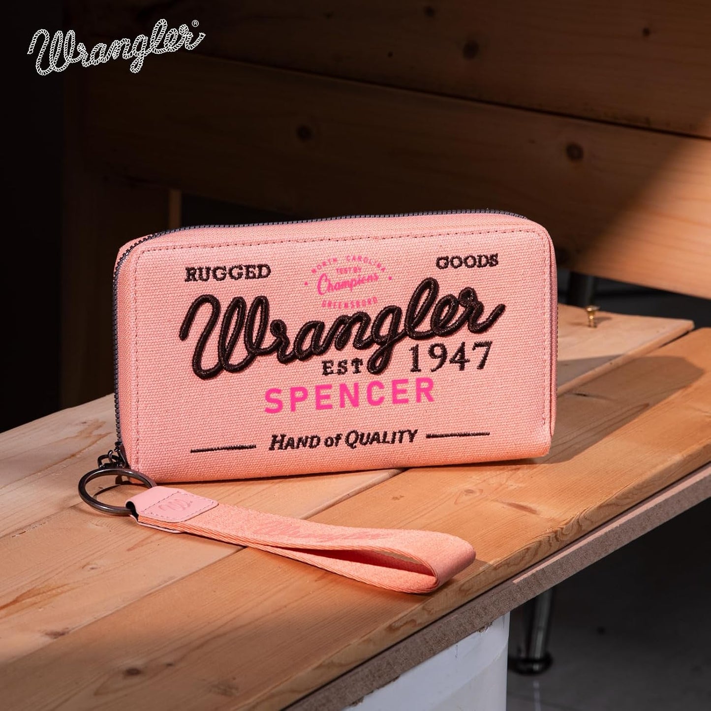 HOTMontana West X Wrangler Wristlet Wallets for Women Classic Retro Wallet Purse Bifold Credit Card Wallets for Women Oversized Logo Clutch Wristlet