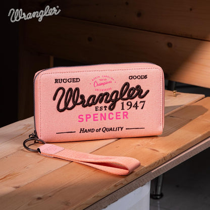 HOTMontana West X Wrangler Wristlet Wallets for Women Classic Retro Wallet Purse Bifold Credit Card Wallets for Women Oversized Logo Clutch Wristlet