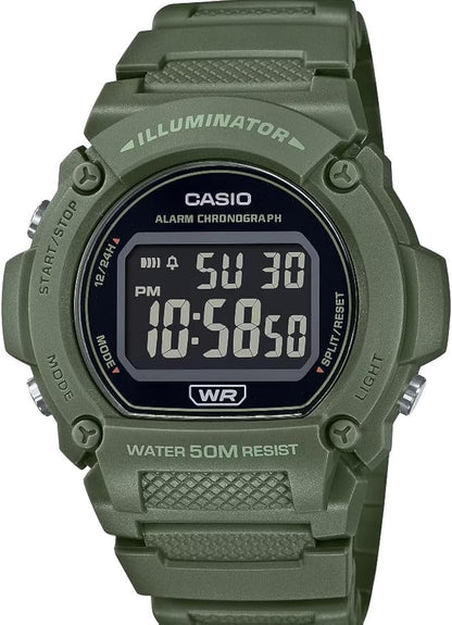 HOTCasio W219H Series | Men’s Digital Watch | 50M WR | LED Illuminator | 100 SEC Chronograph | 1/100 SEC Stopwatch | Daily Alarm | Hourly Time Signal | Auto Calendar | 7 Year Battery