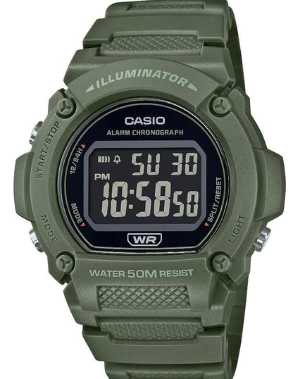 HOTCasio W219H Series | Men’s Digital Watch | 50M WR | LED Illuminator | 100 SEC Chronograph | 1/100 SEC Stopwatch | Daily Alarm | Hourly Time Signal | Auto Calendar | 7 Year Battery