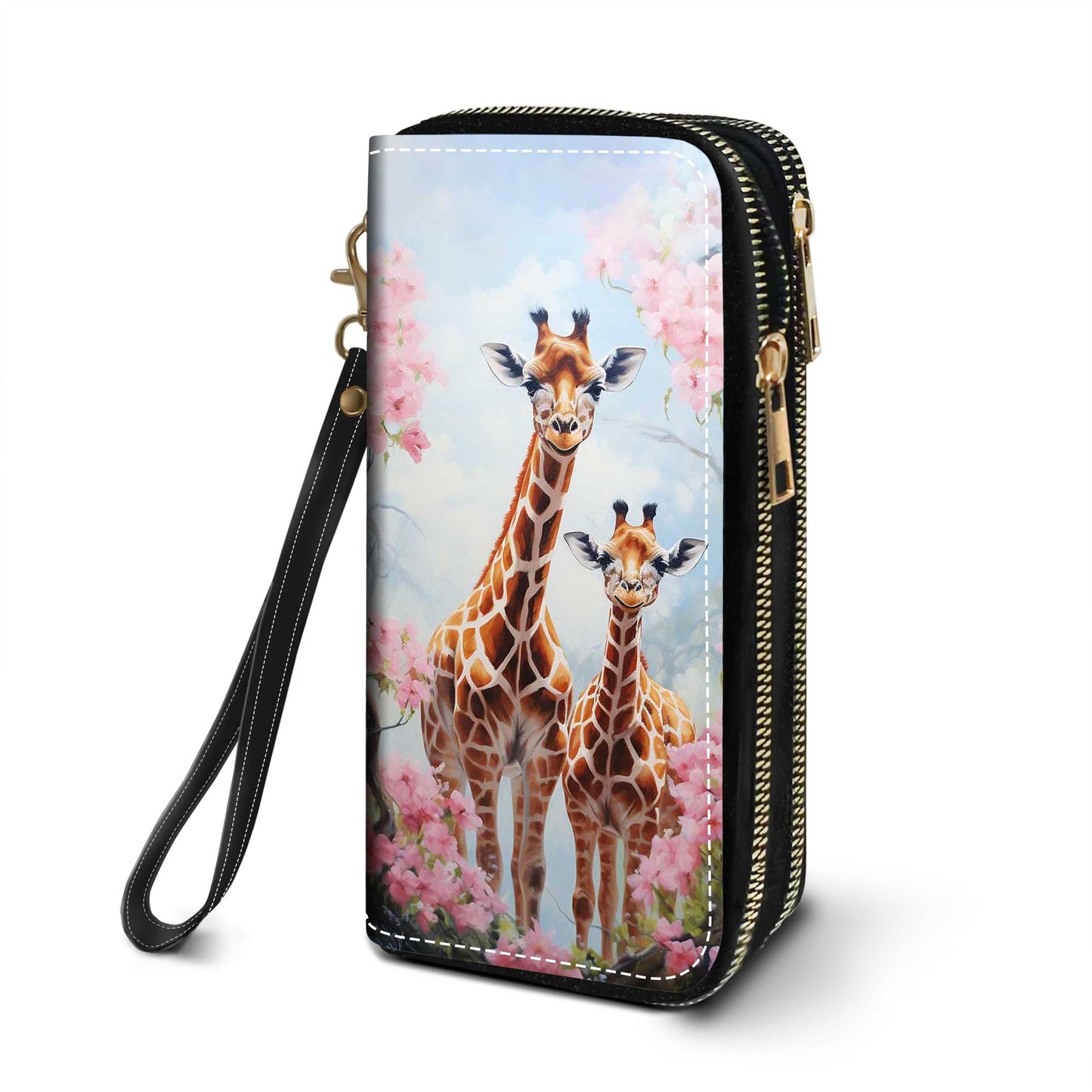 HOTWomen's Large Capacity Wallet PU Leather Double Zipper Clutch Purse Multifunctional Wallet with Removable Wristlet Strap for Smart Phone/Coin/Card/Cash, Flower Butterfly