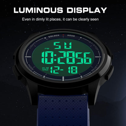 HOTGOLDEN HOUR Ultra-Thin Minimalist Sports Waterproof Digital Watches Men with Wide-Angle Display Rubber Strap Wrist Watch for Men Women