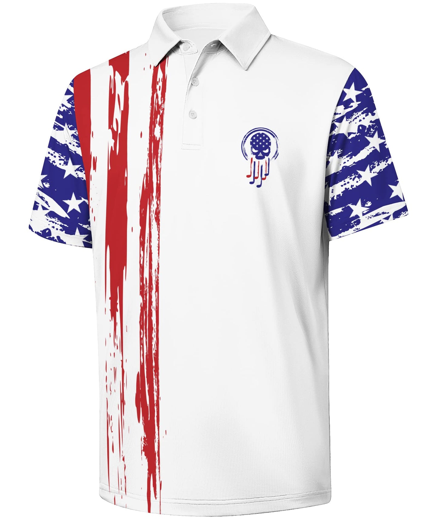 HOTV VALANCH Mens American Falg Polo Shirts Short Sleeve Performance Patriotic Shirt Funny Golf Shirt