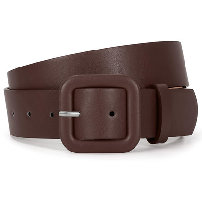 HOTWHIPPY Women Leather Belt Candy Color Fashion Square Buckle Belt Ladies Belt for Jeans Pants Dresses