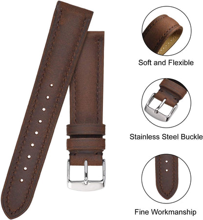 HOTBISONSTRAP Watch Strap, Vintage Leather Replacement Bracelet, Band Width-14mm 15mm 16mm 17mm 18mm 19mm 20mm 21mm 22mm 23mm 24mm