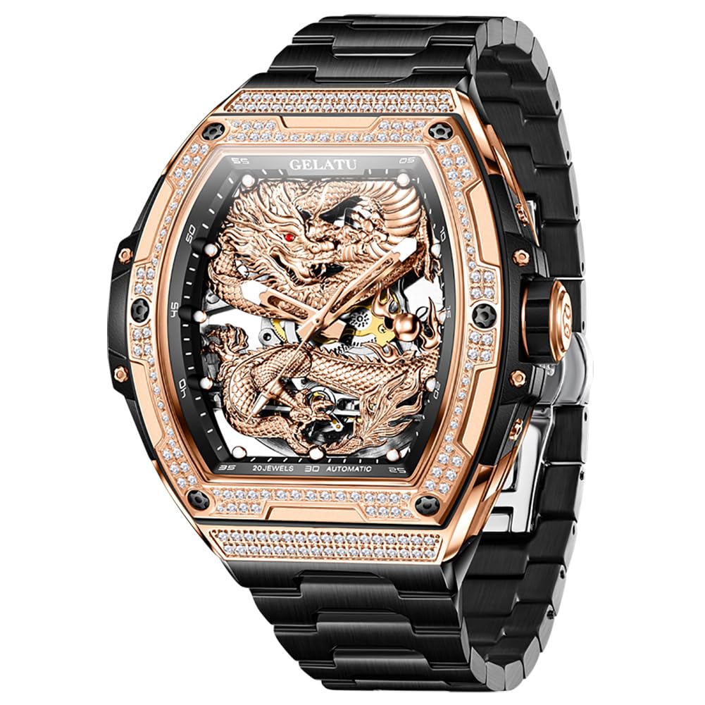 HOTOLEVS Automatic Mens Watch, Self Winding, Stainless Steel, Watch for Men | 50M Waterproof, Tourbillon Mechanical, Luxury Dress, Luminous, Calendar, 41×12mm, No Battery, Automatic Movement