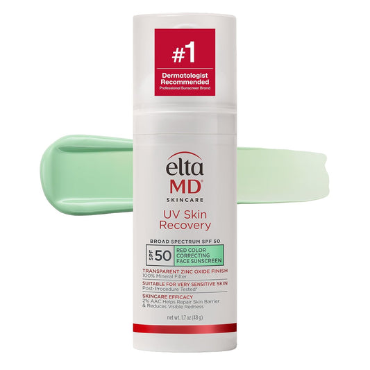 HOTEltaMD UV Skin Recovery 100% Mineral Sunscreen, SPF 50, Redness Correcting Face Sunscreen, Safe for Sensitive Skin