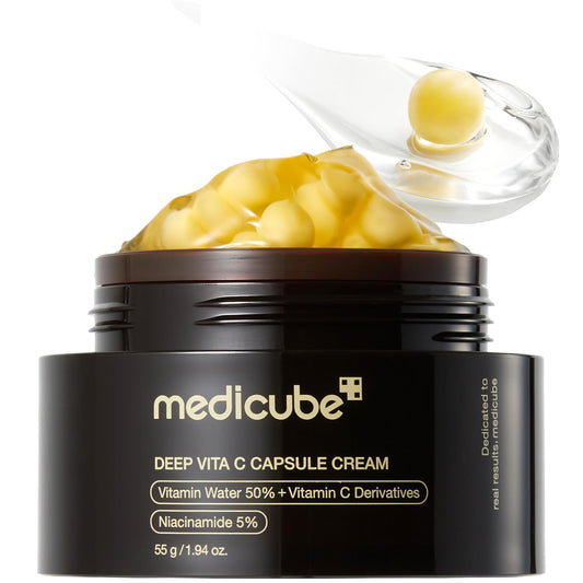 HOTmedicube Capsule Cream with Deep Vitamin C | Liposome Vitamin C Golden Capsule for Radiance & Firm-Looking Skin | Hydrating Glow Gel Texture | Korean Skincare, 1.94 oz