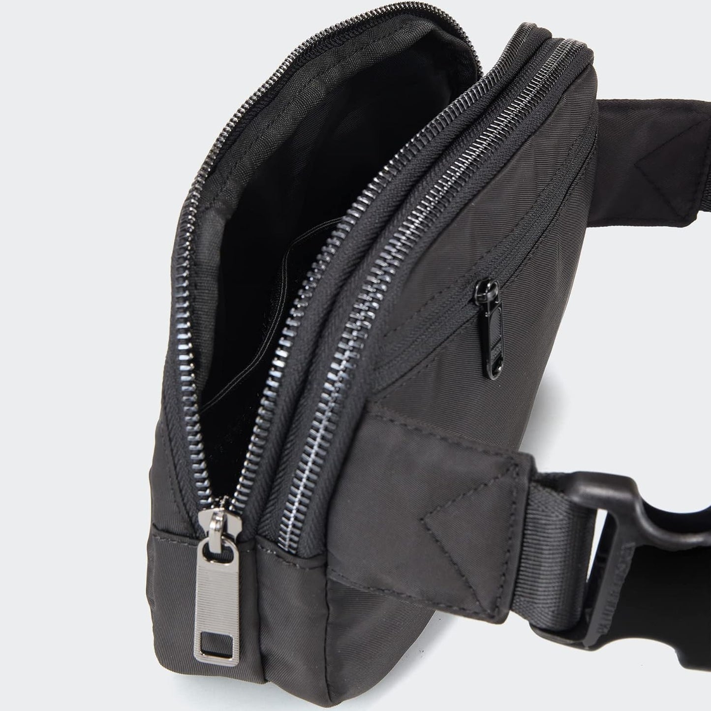 HOTPander Everywhere Belt Bag for Women, 5 Zipper Pockets Nylon Crossbody Fanny Pack Purse (Black)