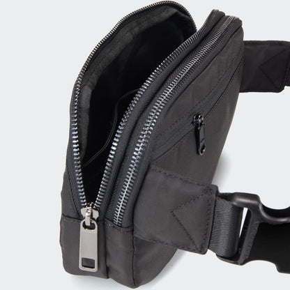 HOTPander Everywhere Belt Bag for Women, 5 Zipper Pockets Nylon Crossbody Fanny Pack Purse (Black)