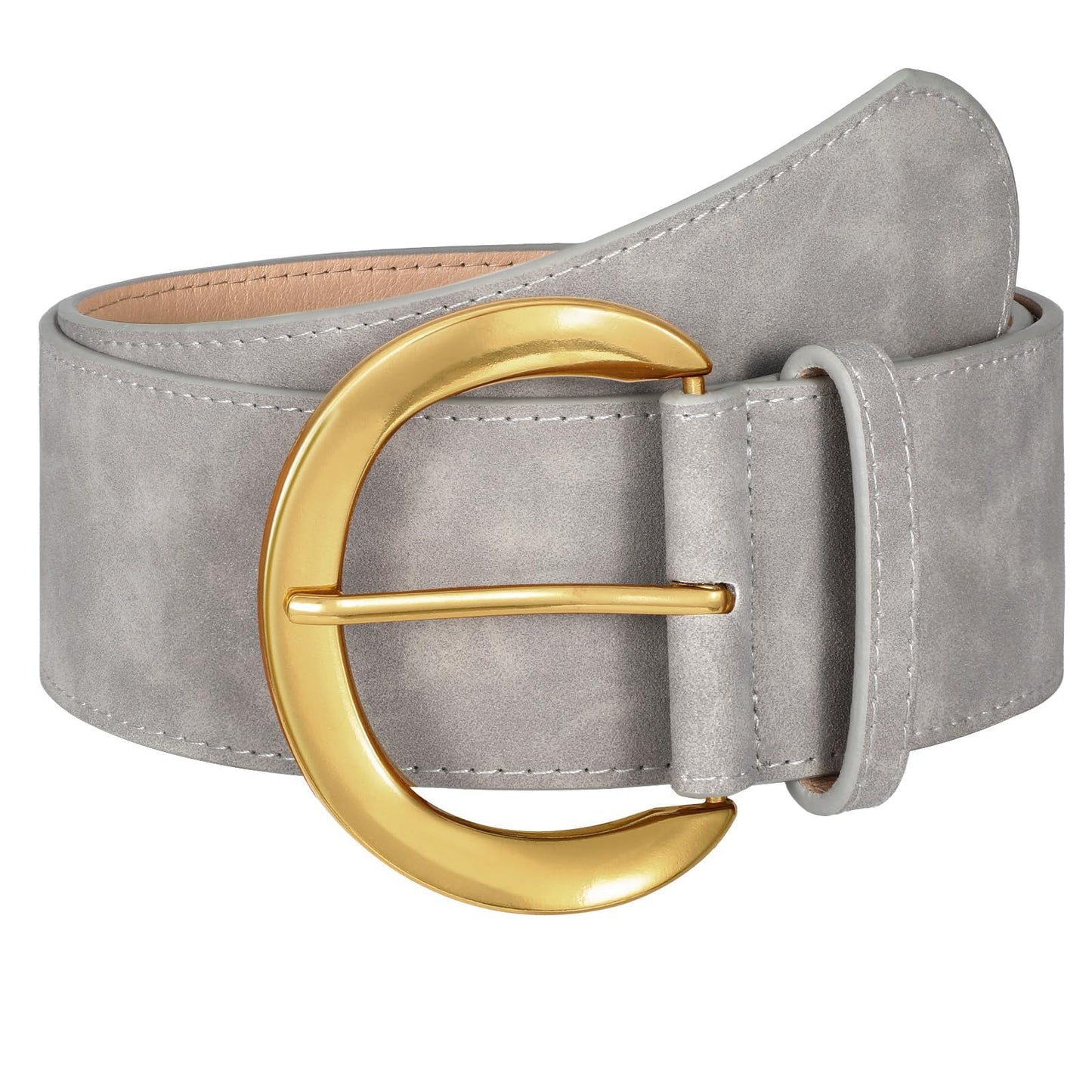 HOTWHIPPY Women’s Wide Leather Belt for Dresses Fashion Casual Laides Thick Suede Belt with Gold Buckle
