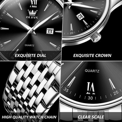 HOTOLEVS Men's Watch,Classic Silver Watches for Men, Waterproof Stainless Steel Roman Numbers Men's Watch Easy to Read