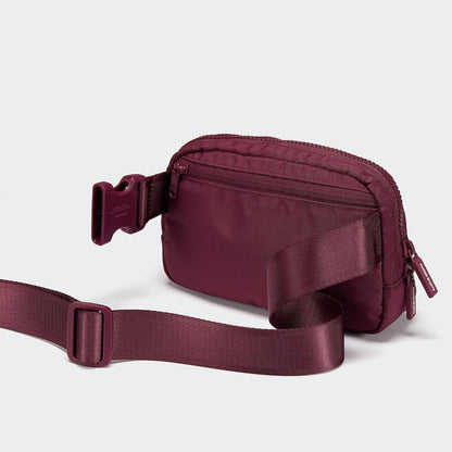 HOTPander Two Way Zipper Fanny Pack Nylon Everywhere Belt Bag for Women, Water Repellent Waist Packs, Crossbody Bags with Adjustable Strap (Red Merlot).