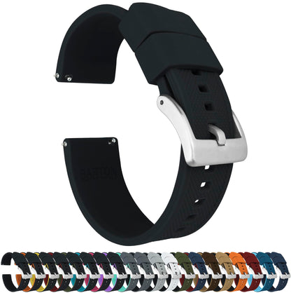 HOTBARTON Elite Silicone Watch Bands - Quick Release - Choose Strap Color & Buckle Color (Stainless Steel, Black PVD or Gunmetal Grey) - 18mm, 20mm, 22mm & 24mm Watch Straps