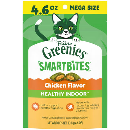 HOTGreenies Feline Smartbites Healthy Indoor Cat Treats, Tuna, 16 oz | Veterinarian-recommended, Fiberblend Formula, supports digestion, under 2 cal per treat, natural ingredients, dual texture
