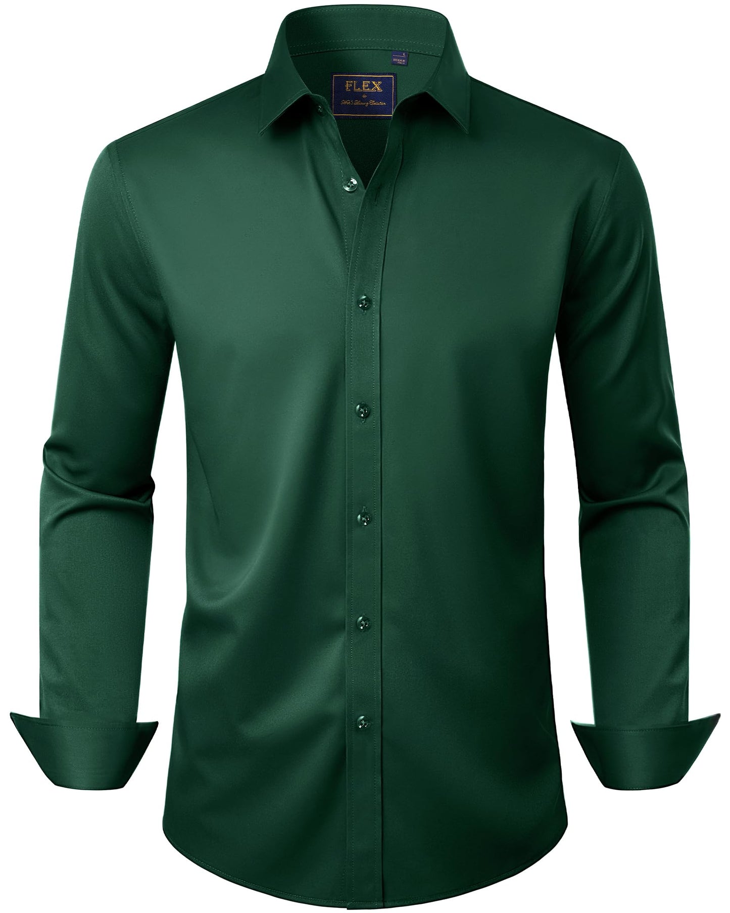 HOTJ.VER Men's Dress Shirts Solid Long Sleeve Stretch Wrinkle-Free Formal Shirt Business Casual Button Down Shirts