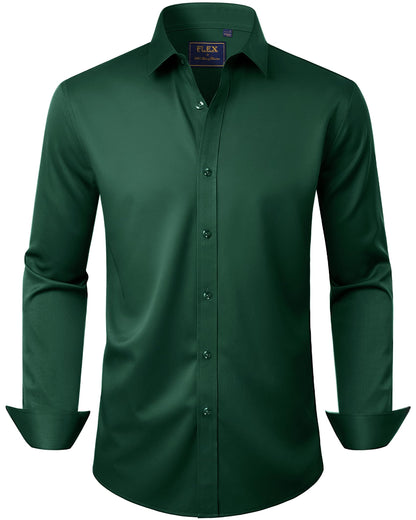 HOTJ.VER Men's Dress Shirts Solid Long Sleeve Stretch Wrinkle-Free Formal Shirt Business Casual Button Down Shirts